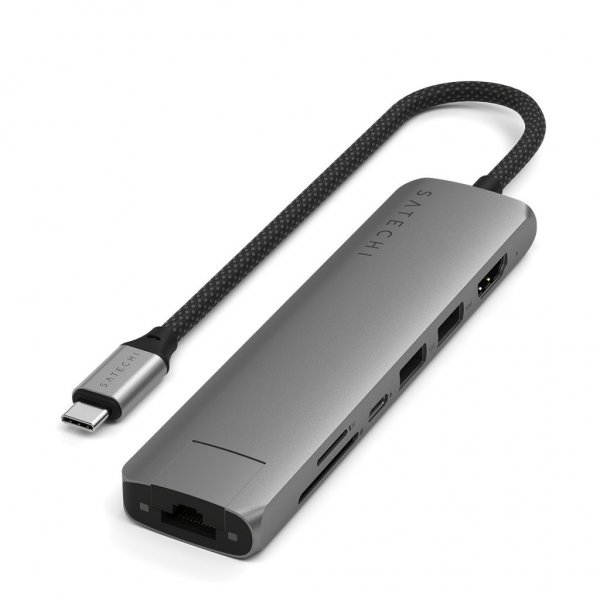 7-i-1 USB-C Slim Multiport Adapter med Ethernet Space Gray