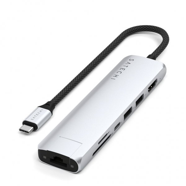 7-i-1 USB-C Slim Multiport Adapter med Ethernet Silver