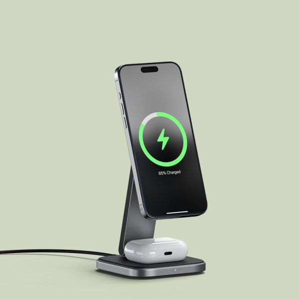 Trådlös Laddare 2-in-1 Foldable Qi2 Wireless Charging Stand MagSafe