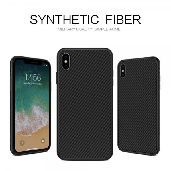 Synthetic Fiber till iPhone Xs Max Skal Kolfibertextur Svart