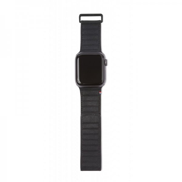Apple Watch 38/40/41/42mm Armband Leather Magnetic Traction Strap Svart