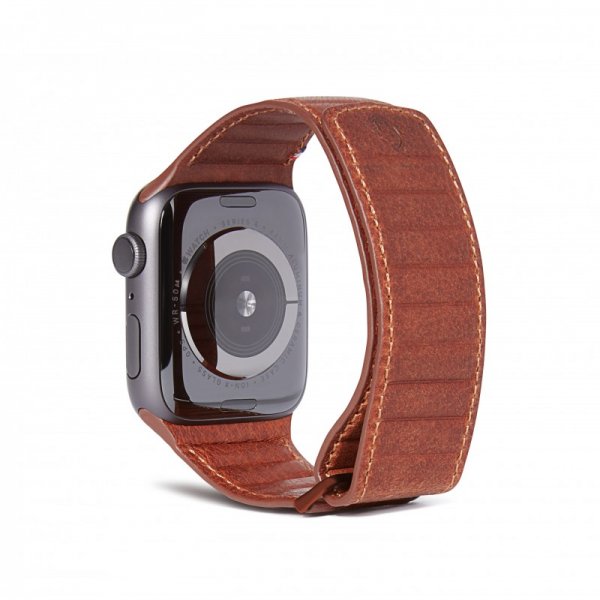 Apple Watch 42/44/45mm/Apple Watch Ultra Armband Leather Magnetic Traction Strap Cinnamon Brown