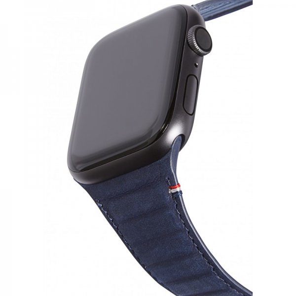 Apple Watch 44/45/46mm/Apple Watch Ultra Armband Leather Magnetic Traction Strap Navy