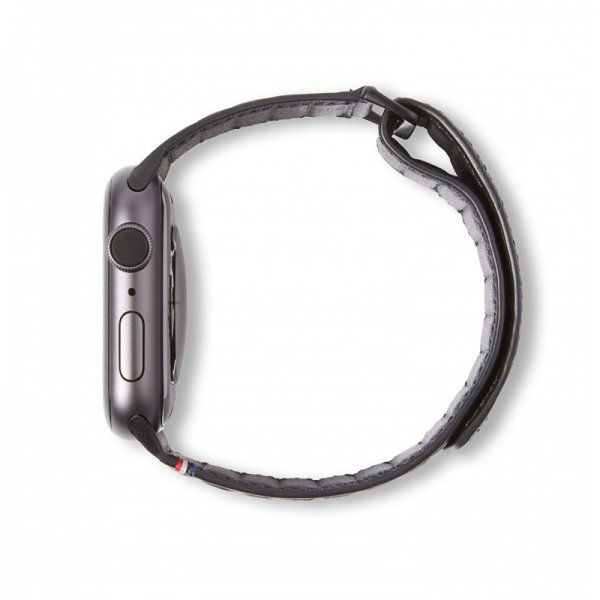 Apple Watch 44/45/46mm/Apple Watch Ultra Armband Leather Magnetic Traction Strap Svart