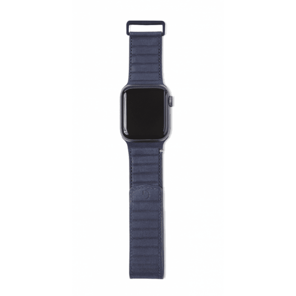 Apple Watch 44/45/46mm/Apple Watch Ultra Armband Leather Magnetic Traction Strap Navy