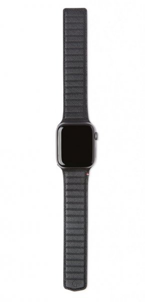 Apple Watch 42/44/45mm/Apple Watch Ultra Armband Magnetic Traction Strap Äkta Läder Svart