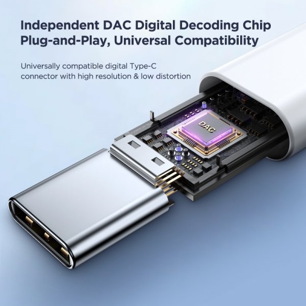 Trådade Hörlurar EC05 USB-C Vit