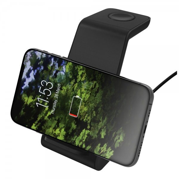 Trådlös Laddare 3-in-1 Wireless Charger Svart