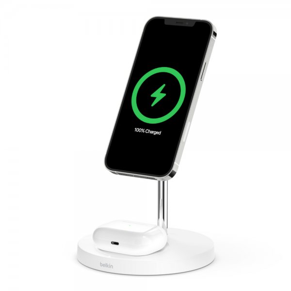Trådlös Laddare BOOST CHARGE PRO 2-in-1 Wireless Charger Stand MagSafe Vit