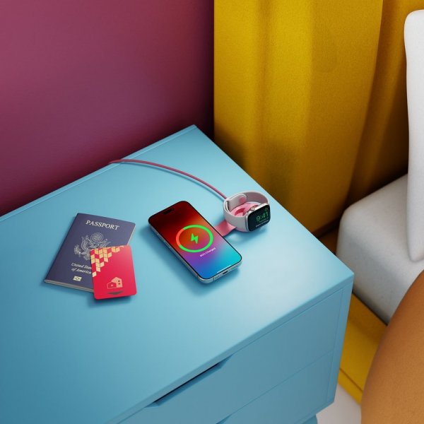 Trådlös Laddare ButterFly SE 2-in-1 Qi2 MagSafe Rosa