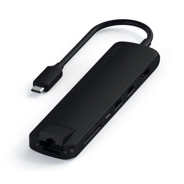 Slim USB-C MultiPort med Ethernet Sort