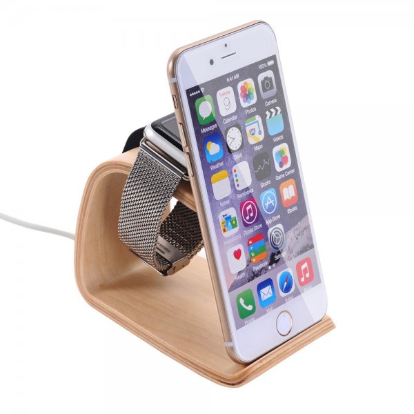 U-formad Laddningsstativ till Apple Watch iPhone Trä Björk