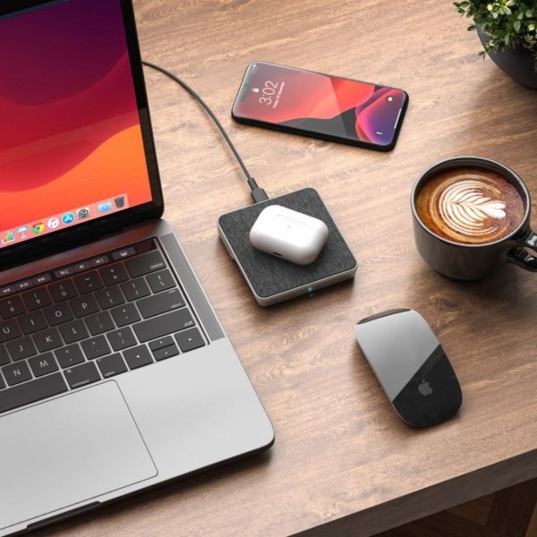 Trådlös Laddare Qi laddning 10W - med USB-A till USB-C kabel Silver