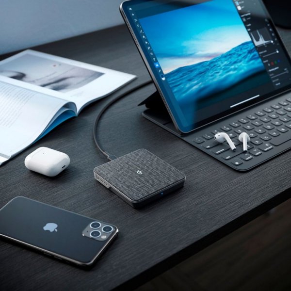 Trådlös Laddare Qi laddning 10W - med USB-A till USB-C kabel Silver