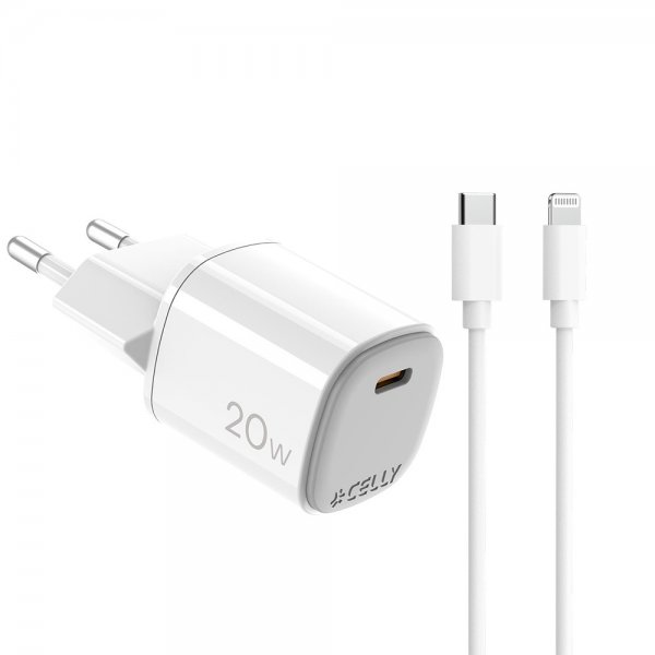 20W GaN USB-C Väggladdare med Lightning-kabel