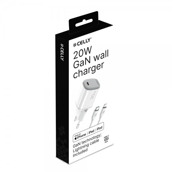 20W GaN USB-C Väggladdare med Lightning-kabel