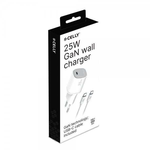 25W GaN USB-C Väggladdare med USB-C Kabel