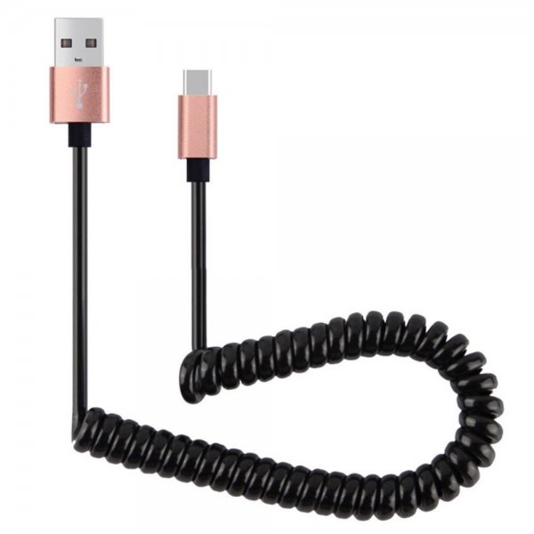USB-A/USB-C Kabel Coiled 90 cm Roseguld