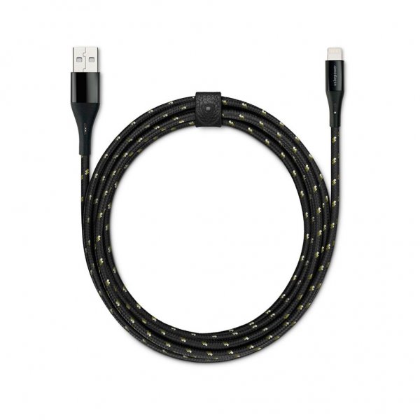 Kabel USB till Lightning Kevlar 1.2m Svart Guld