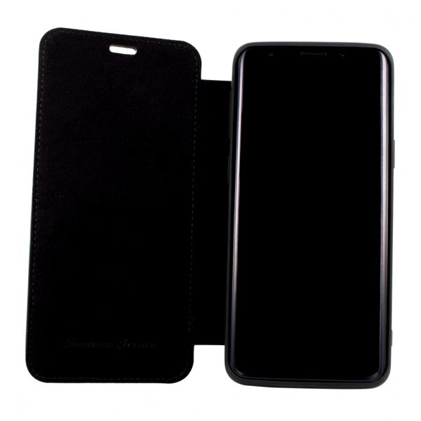 Vertical Stripe Fodral till Samsung Galaxy S9 Plus Äkta läder Svart