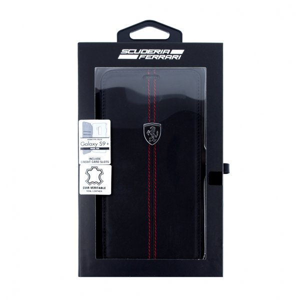 Vertical Stripe Fodral till Samsung Galaxy S9 Plus Äkta läder Svart