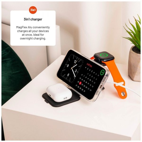 Vikbar Trådlös Laddare MagFlex Alu 3i1