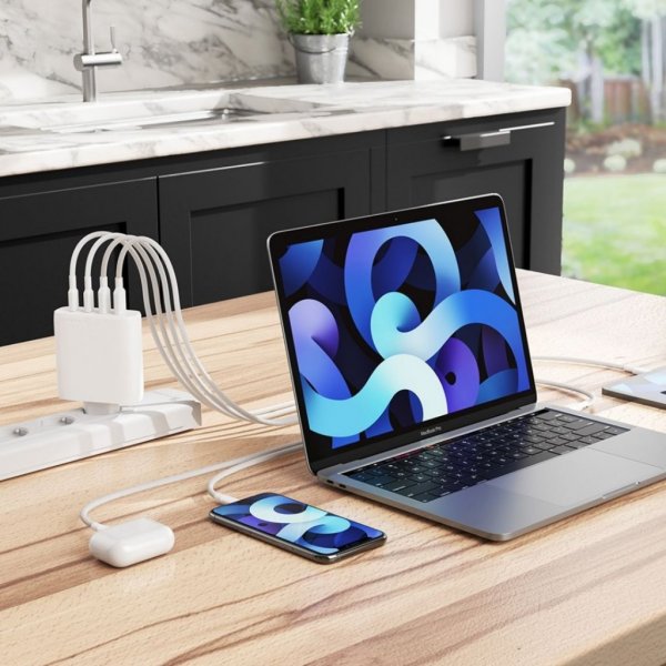 Rapid Power 4-portars 100W GaN-laddare inkl. 2 meters USB-C-laddkabel