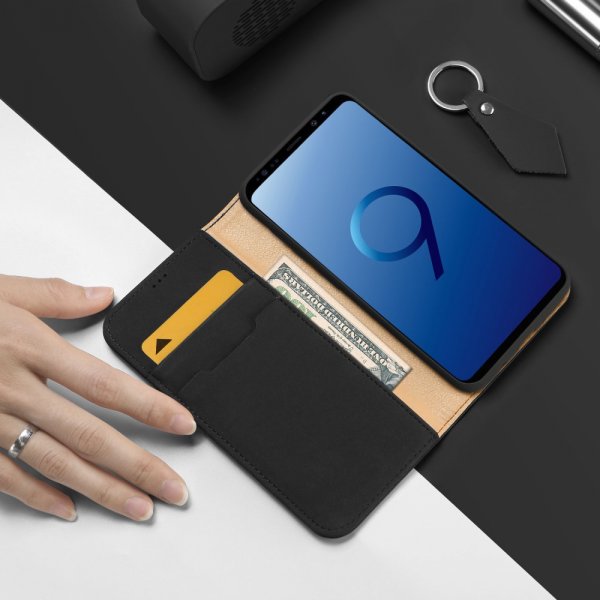 Wish Series till Samsung Galaxy S9 Plus Fodral Äkta Läder Svart