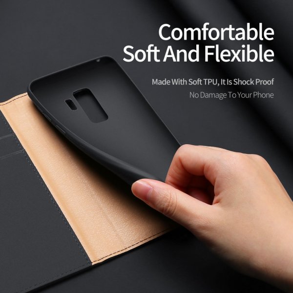 Wish Series till Samsung Galaxy S9 Plus Fodral Äkta Läder Svart