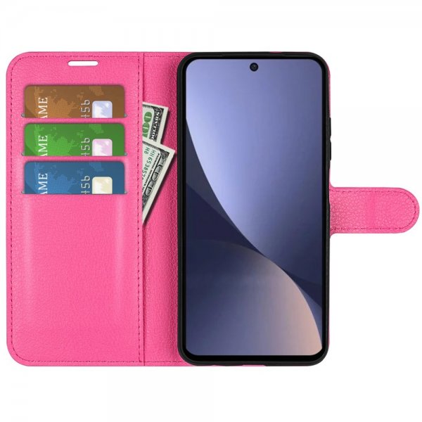 Xiaomi 13 Fodral Litchi Magenta