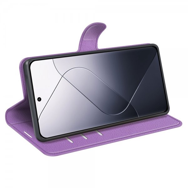 Xiaomi 14 Fodral Litchi Lila