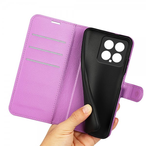 Xiaomi 14 Fodral Litchi Lila
