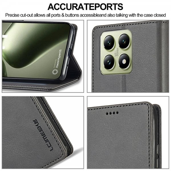 Xiaomi 14T Fodral med Kortfack Stativfunktion Grå