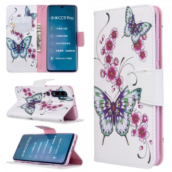Xiaomi Mi Note 10/Mi Note 10 Pro Fodral Motiv Fjärilar och Blommor