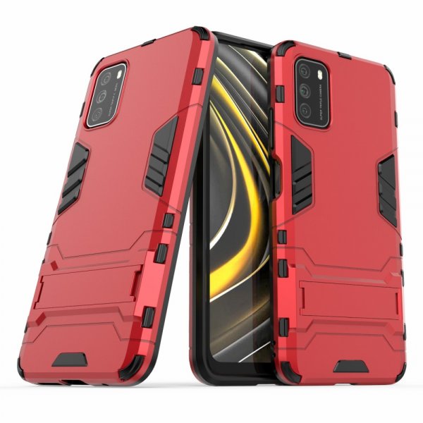 Xiaomi Poco M3 Skal Armor Stativfunktion Röd