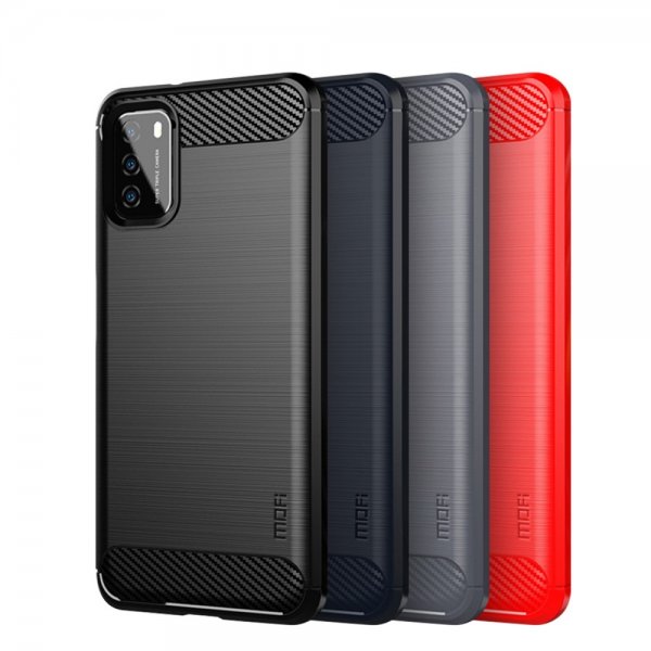 Xiaomi Poco M3 Skal Borstad Kolfibertextur Grå