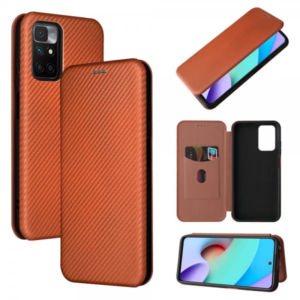 Xiaomi Redmi 10 Fodral Kolfibertextur Brun