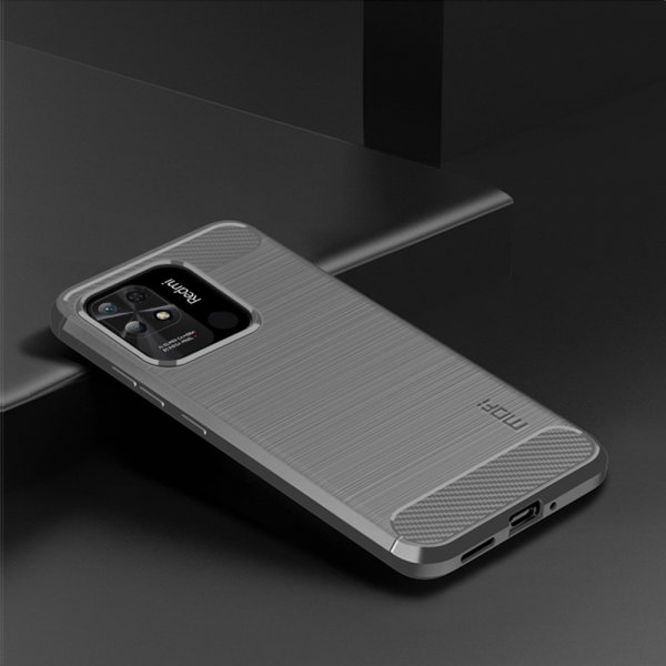 Xiaomi Redmi 10C Skal Borstad Kolfibertextur Grå
