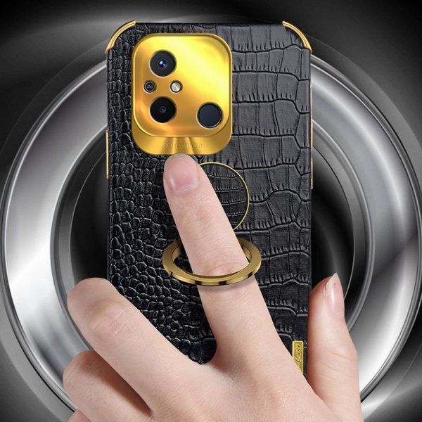 Xiaomi Redmi 12C Skal Krokodilmönster Finger Ring Grön