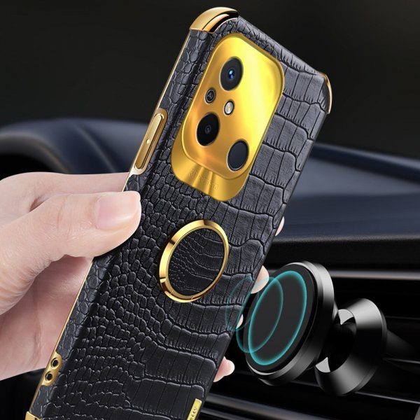 Xiaomi Redmi 12C Skal Krokodilmönster Finger Ring Grön