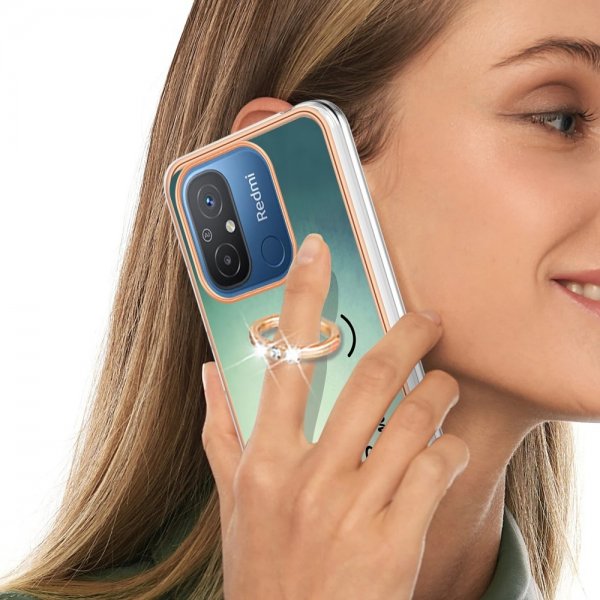 Xiaomi Redmi 12C Skal med Finger Ring Motiv Keep Smile