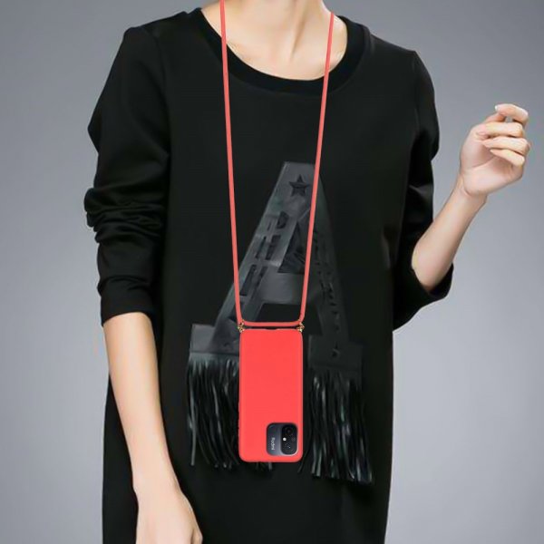 Xiaomi Redmi 12C Skal Vetestrå med Strap Röd