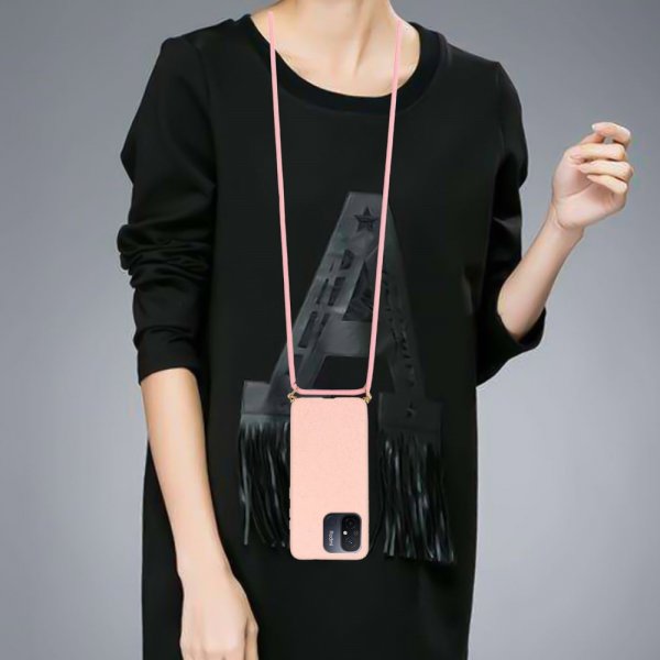 Xiaomi Redmi 12C Skal Vetestrå med Strap Rosa